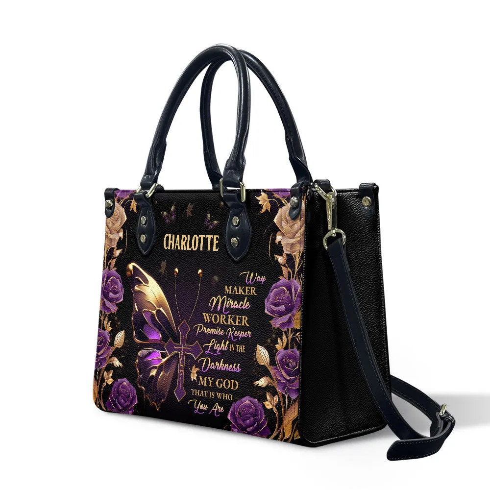 Way Maker Miracle Worker Golden Butterfly Leather Bag