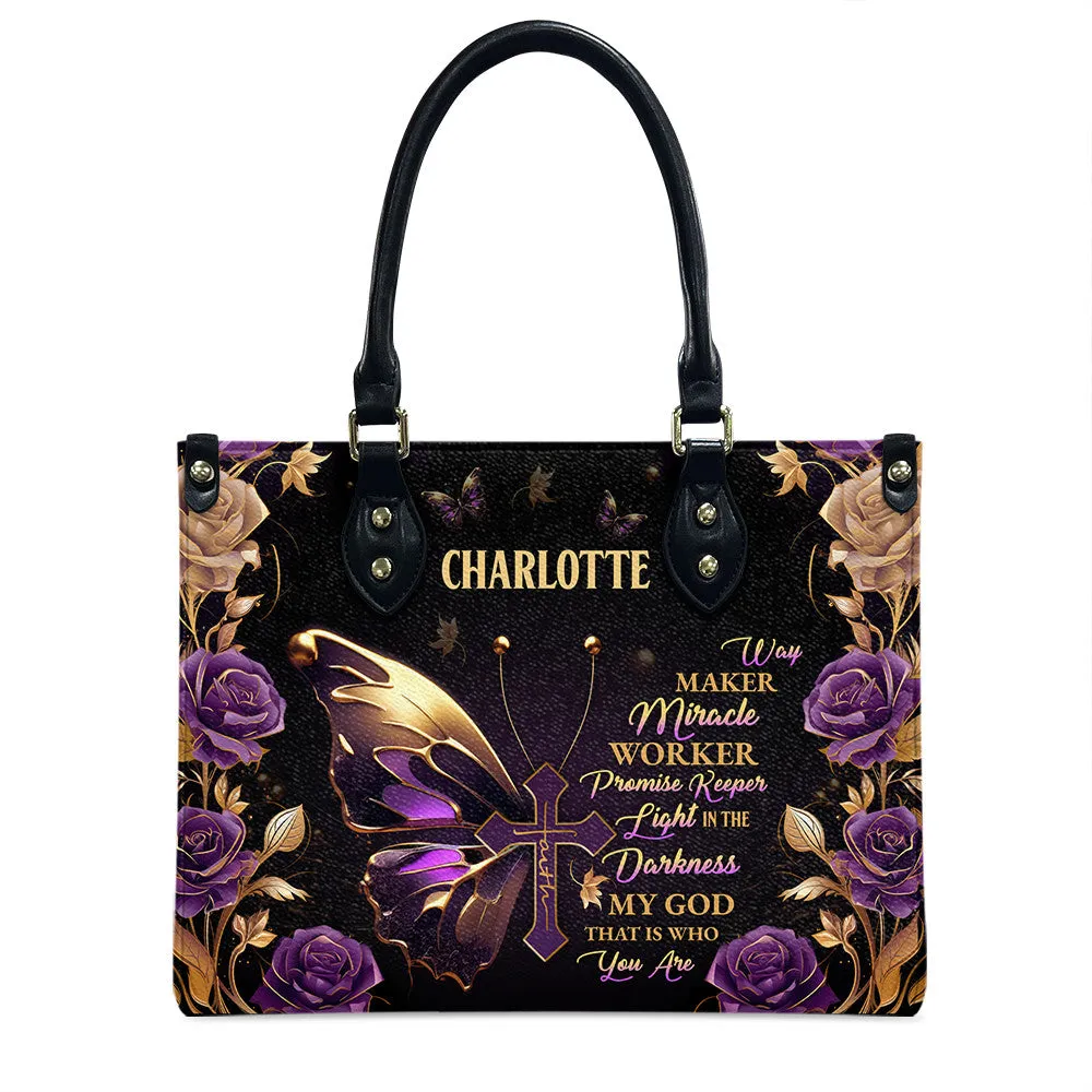 Way Maker Miracle Worker Golden Butterfly Leather Bag