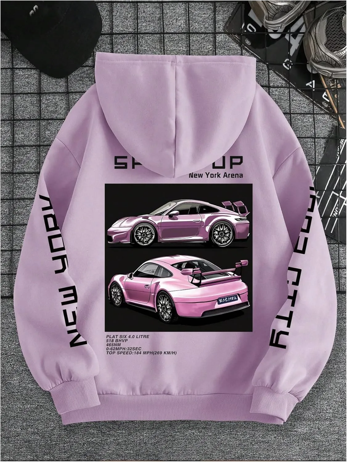 WDIRARA Men's Graphic Print Drop Shoulder Zipper Hoodies Long Sleeve Sweatshirts with Pockets