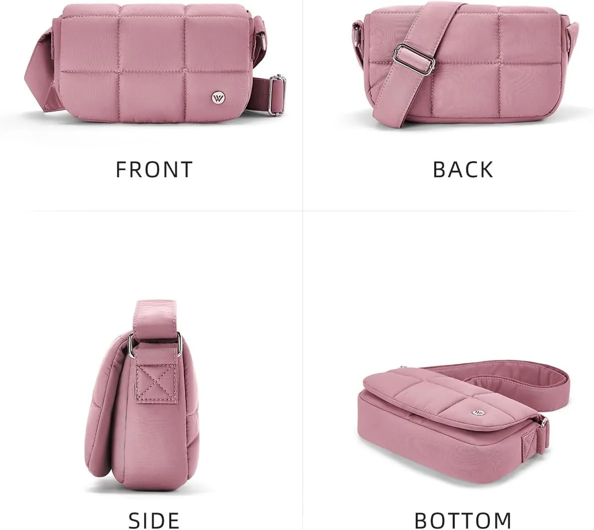 WESTBRONCO Small Puffer Crossbody Bags for Women Nylon Shoulder Bag Quilted Crossbody Purse with Adjustable Strap