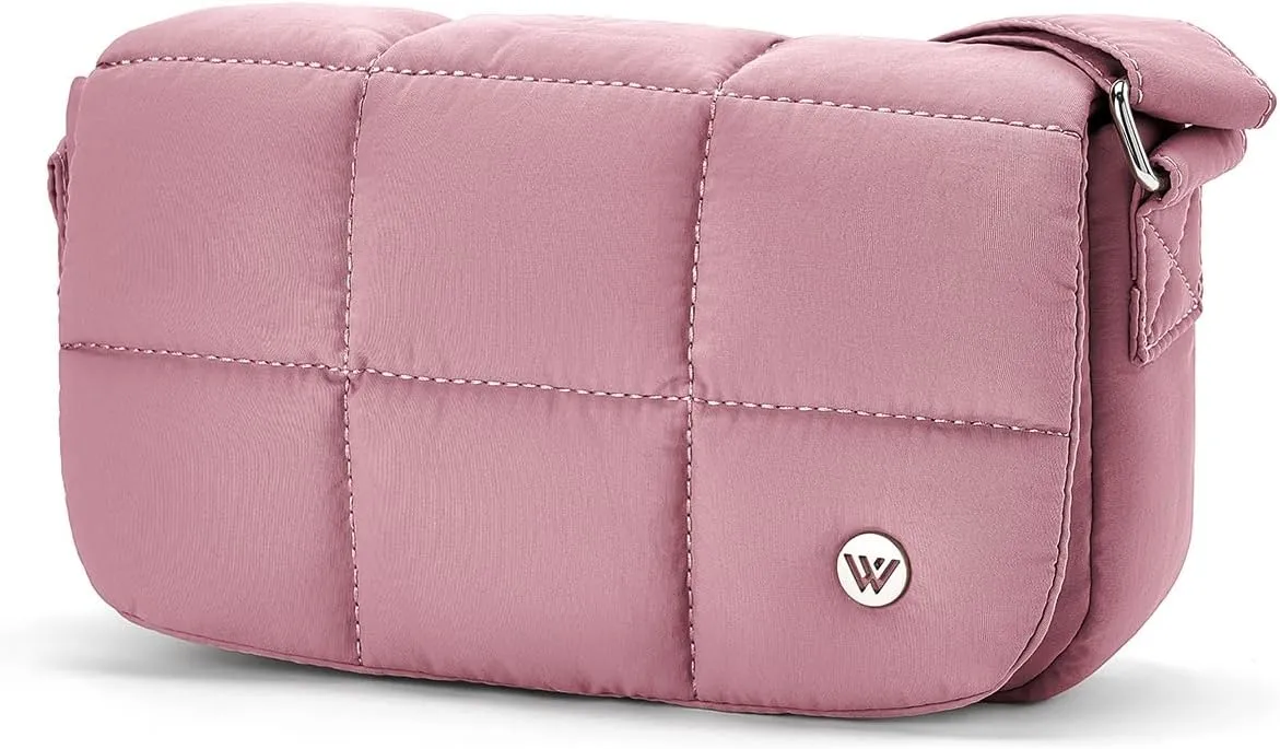 WESTBRONCO Small Puffer Crossbody Bags for Women Nylon Shoulder Bag Quilted Crossbody Purse with Adjustable Strap