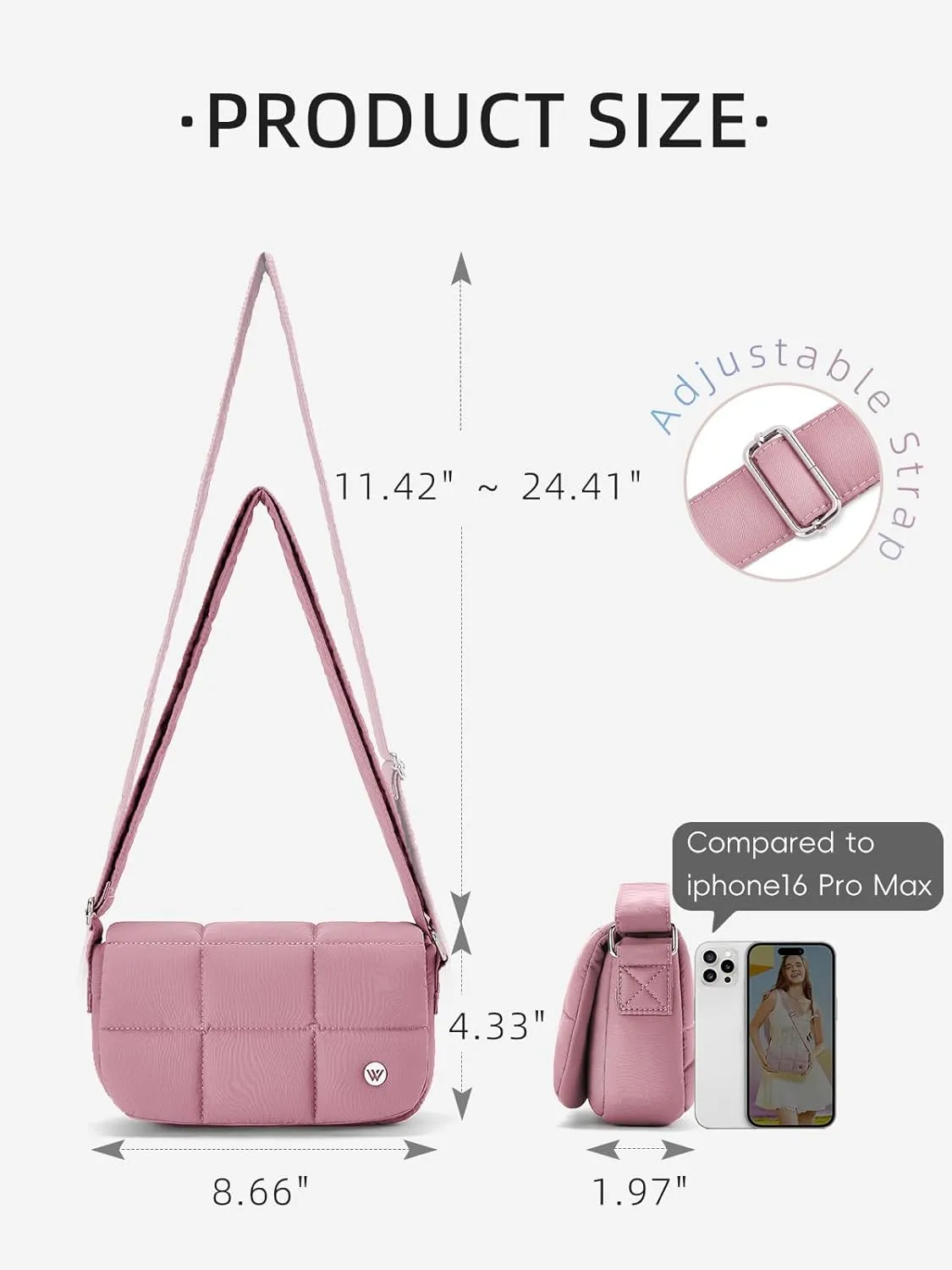 WESTBRONCO Small Puffer Crossbody Bags for Women Nylon Shoulder Bag Quilted Crossbody Purse with Adjustable Strap