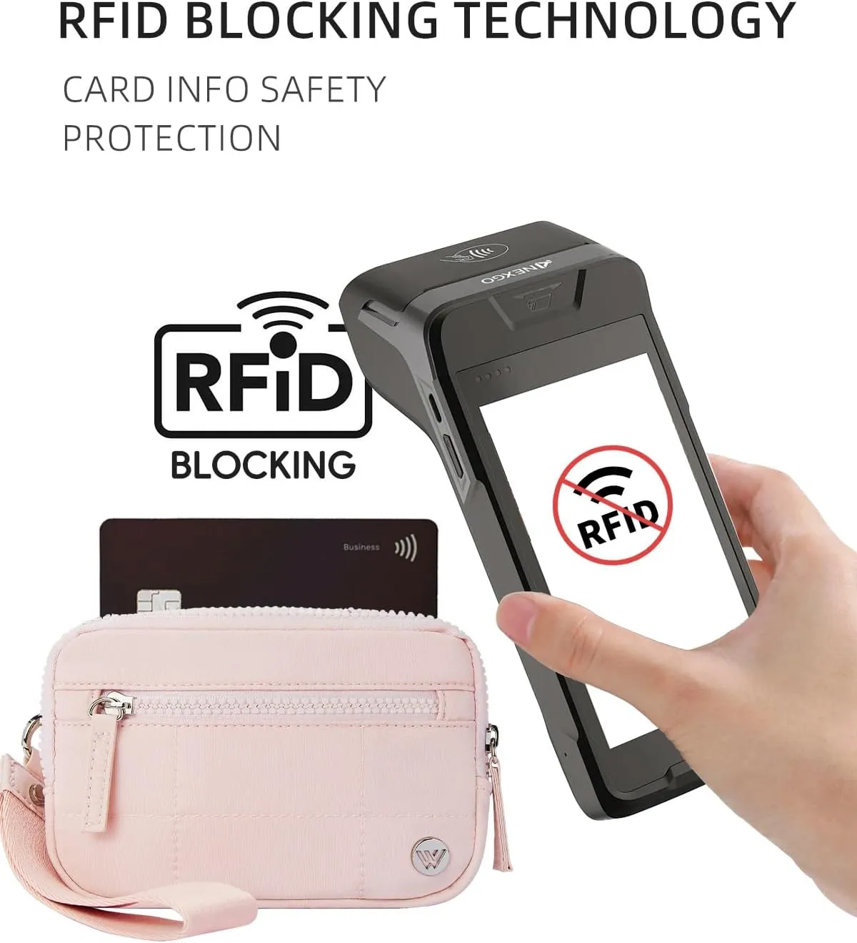 WESTBRONCO Wristlet Wallets for Women Nylon Quilted RFID Wallet with 3 Zipper Purse for Travel Credit Card Holder Phone Organizer