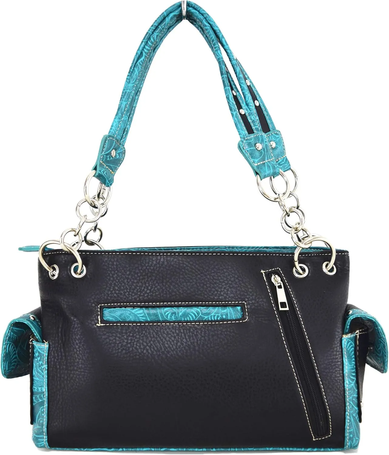 Western Style Rhinestone Cross Studded Laser Cut Wings Tooled Leather Purse Women Handbags Country Shoulder Bag Wallet Set
