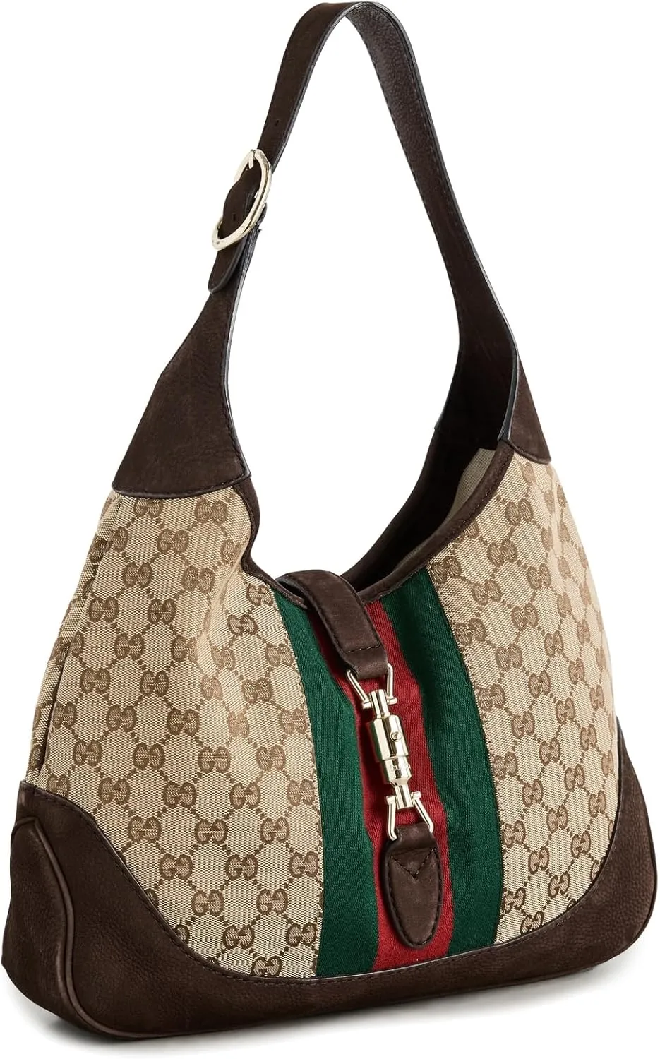 WHAT GOES AROUND COMES AROUND Women's Pre-Loved Gucci Brown Canvas Jackie Shoulder Bag