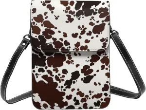 White Black Tiger Stripe Animal Leather Crossbody Cell Phone Purse Small Wallet Bags Adjustable Phone Bag for Women