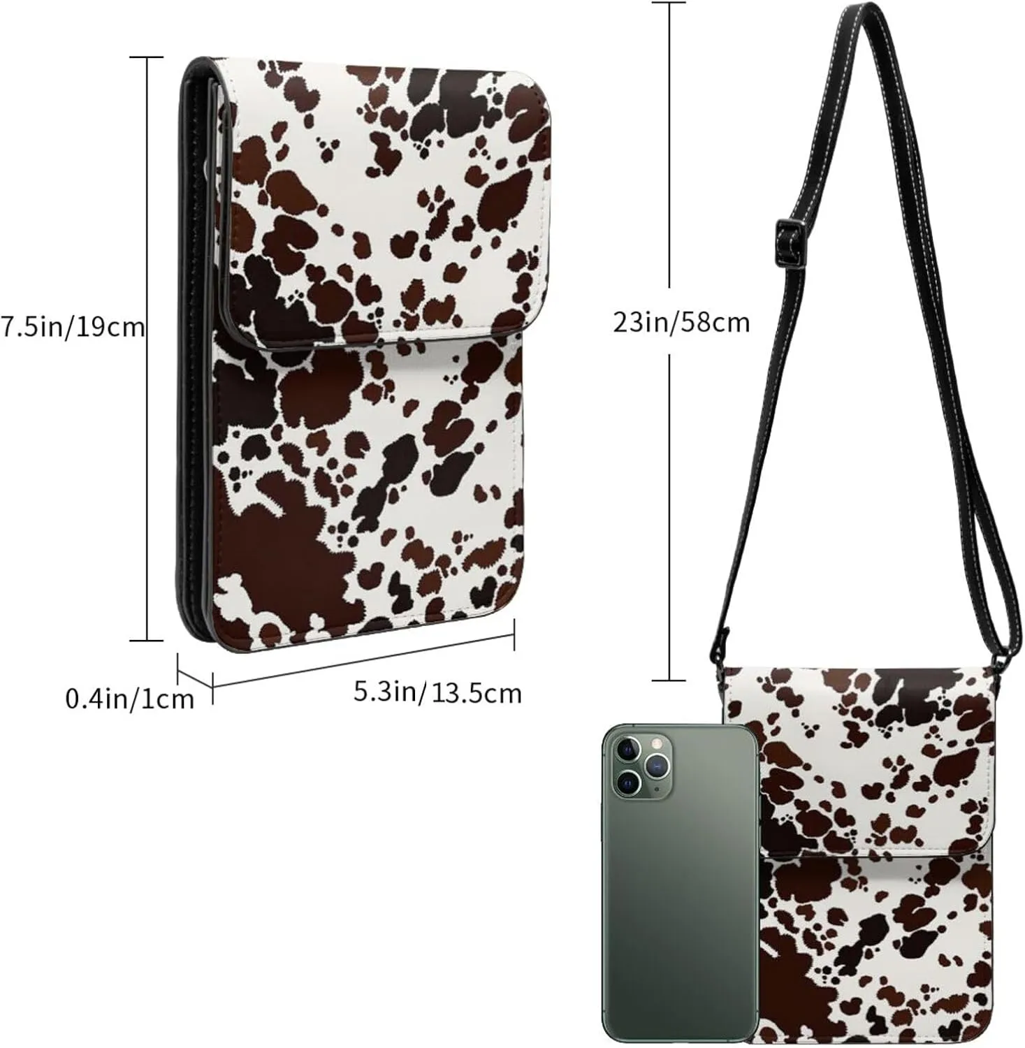White Black Tiger Stripe Animal Leather Crossbody Cell Phone Purse Small Wallet Bags Adjustable Phone Bag for Women