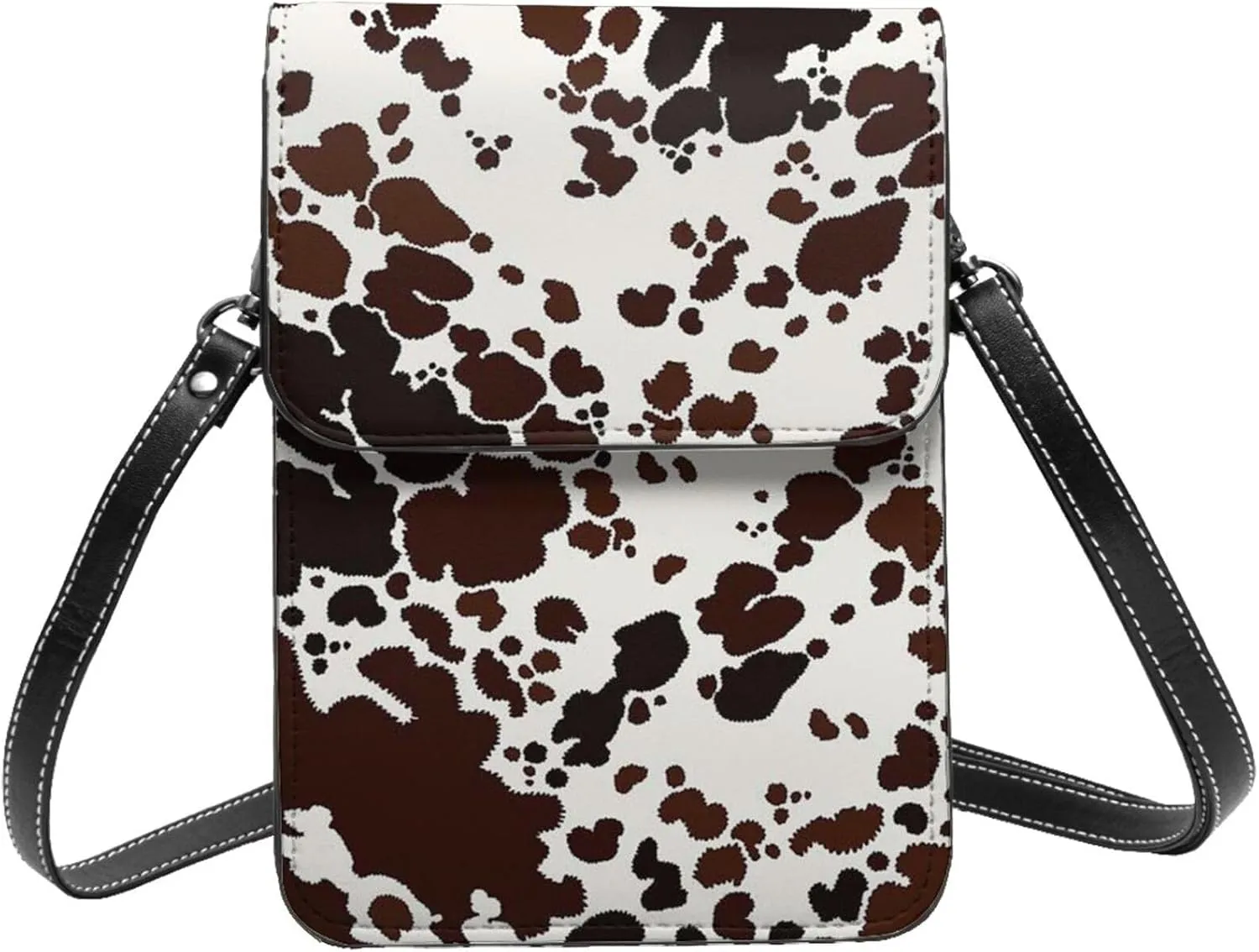 White Black Tiger Stripe Animal Leather Crossbody Cell Phone Purse Small Wallet Bags Adjustable Phone Bag for Women
