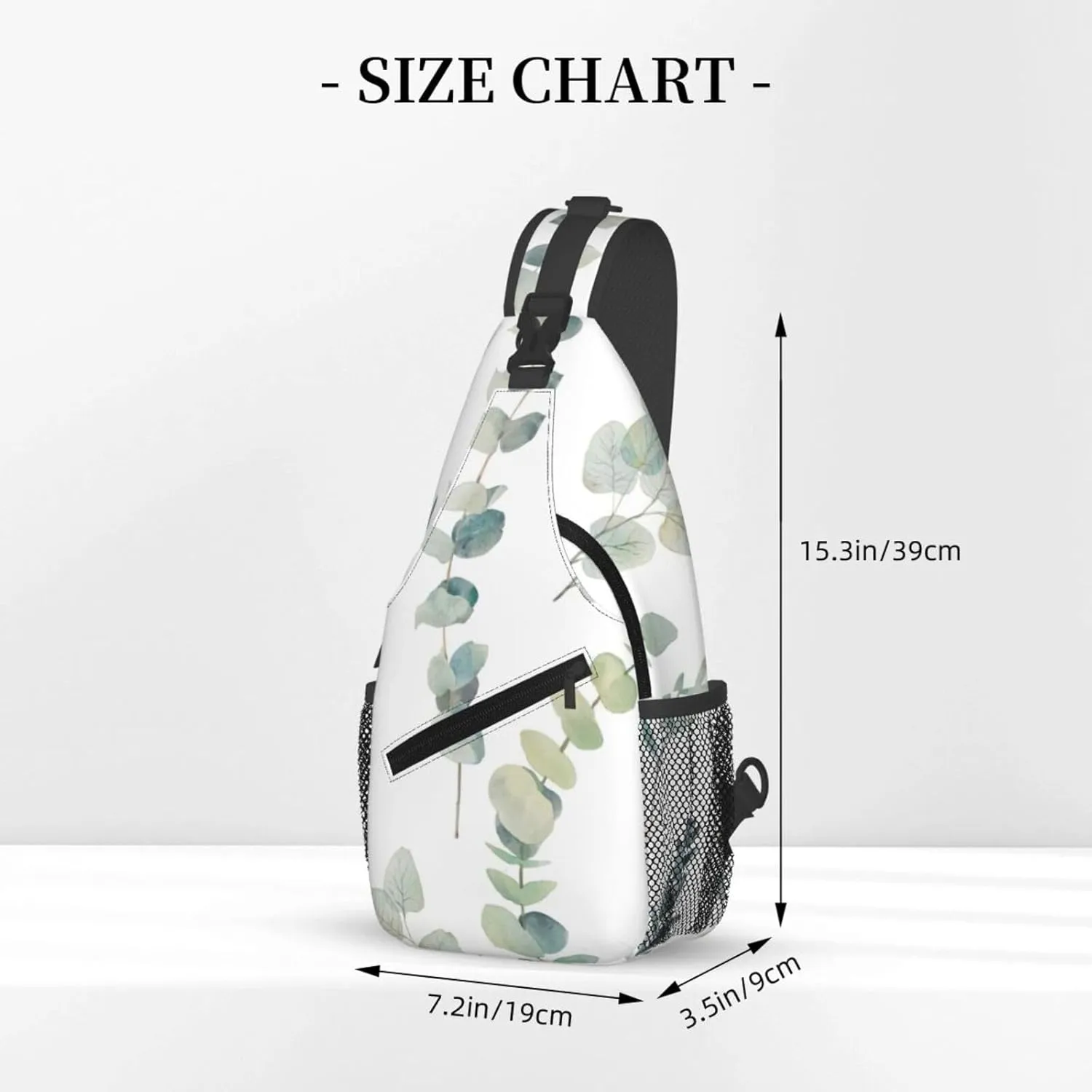 White Natural Greenery Twig Print Lightweight Sling Small Shoulder Bag - Chic Cross Chest Bag With Adjustable Strap