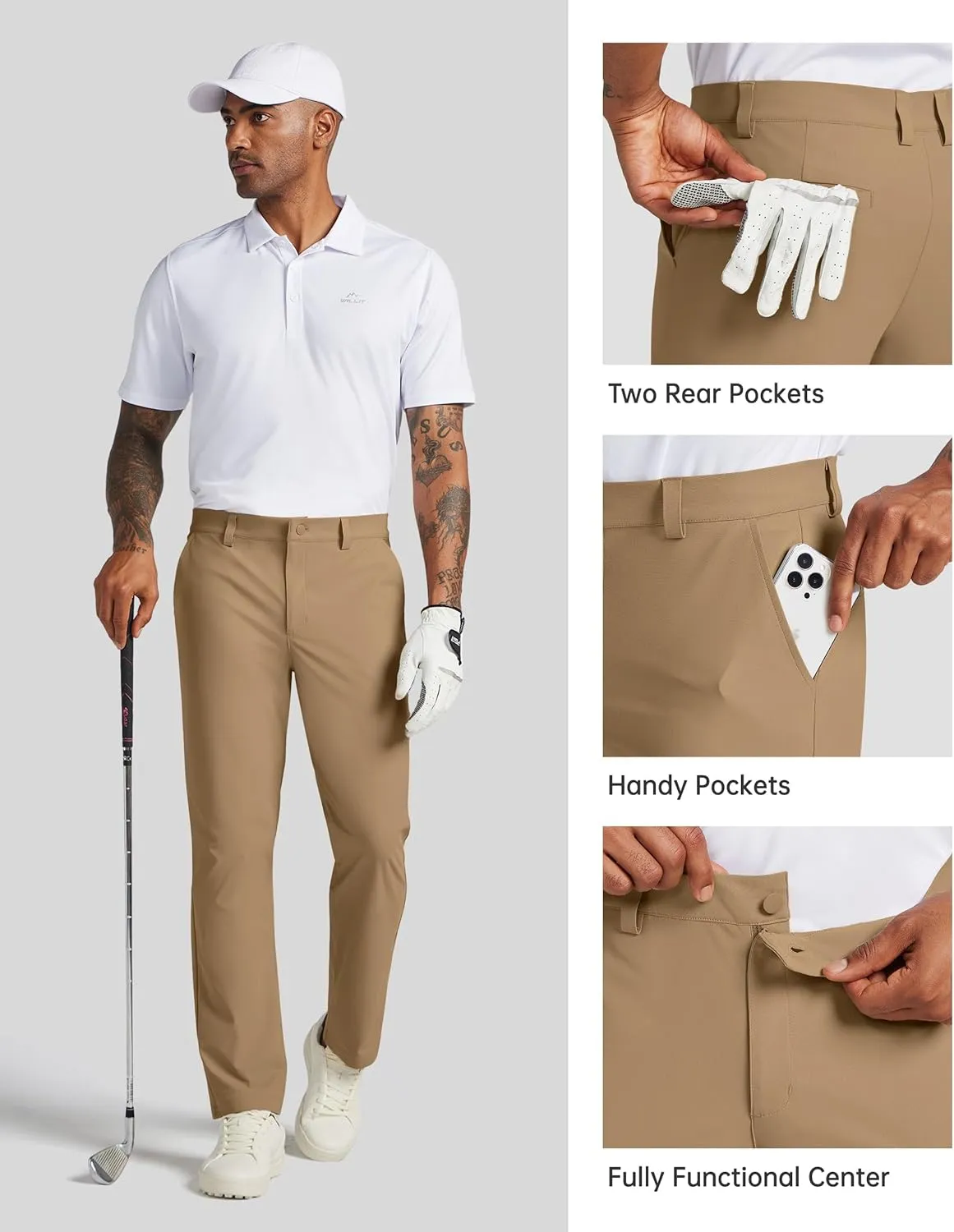 Willit Mens Golf Pants Stretch Dress Pants Quick Dry Work Business Slacks Casual Pants with 4 Pockets 30"/32"/34"