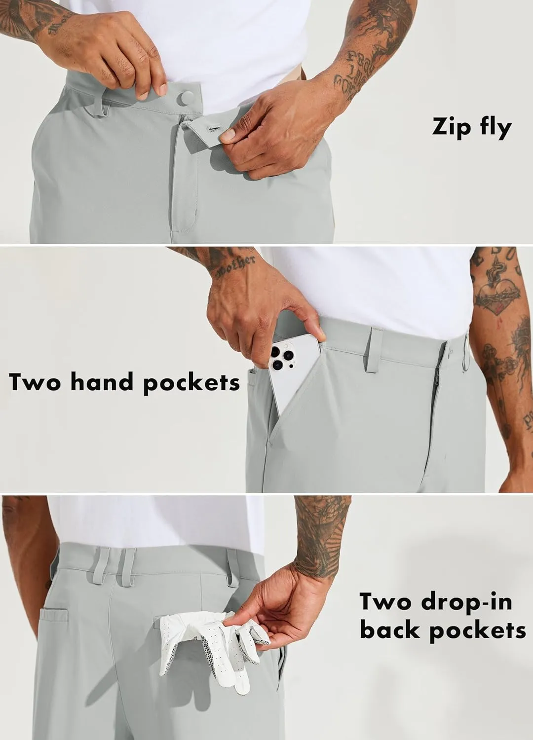 Willit Mens Golf Pants Stretch Dress Pants Slim Fit Quick Dry Casual Work Pants with Pockets 30"/32"