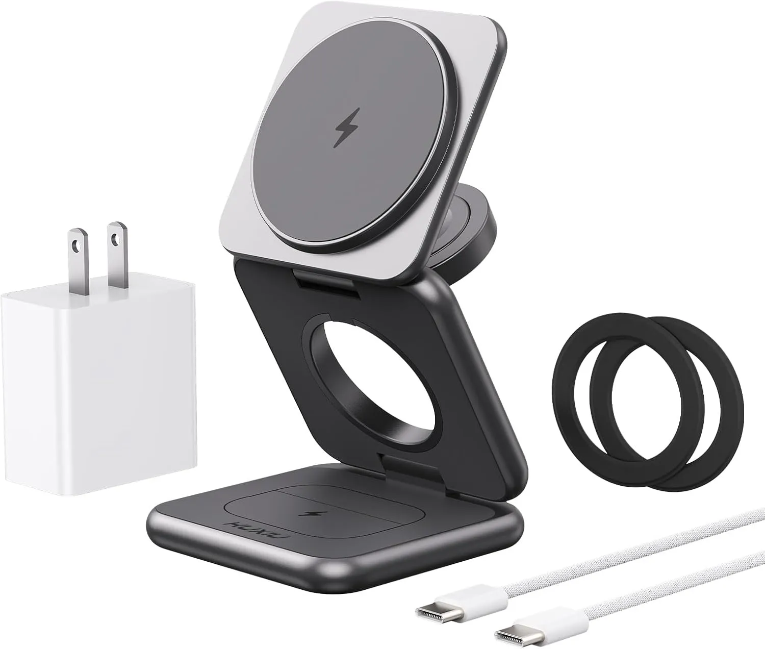 Wireless Charger for Samsung,Zinc Alloy Foldable 3 in 1 Wireless Charging Station for Samsung Galaxy S25 Ultra S24 S23 S22 Note Z Fold Flip/Buds,Fast Charger for Galaxy Watch Ultra 7 6 5 4