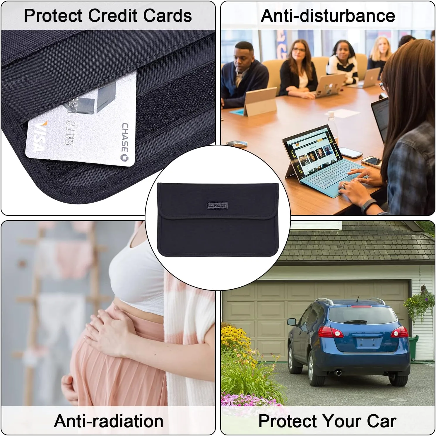 Wisdompro Faraday Bag, RFID Signal Blocking Bag Shielding Pouch Wallet Case for Cell Phone Privacy Protection and Car Key FOB
