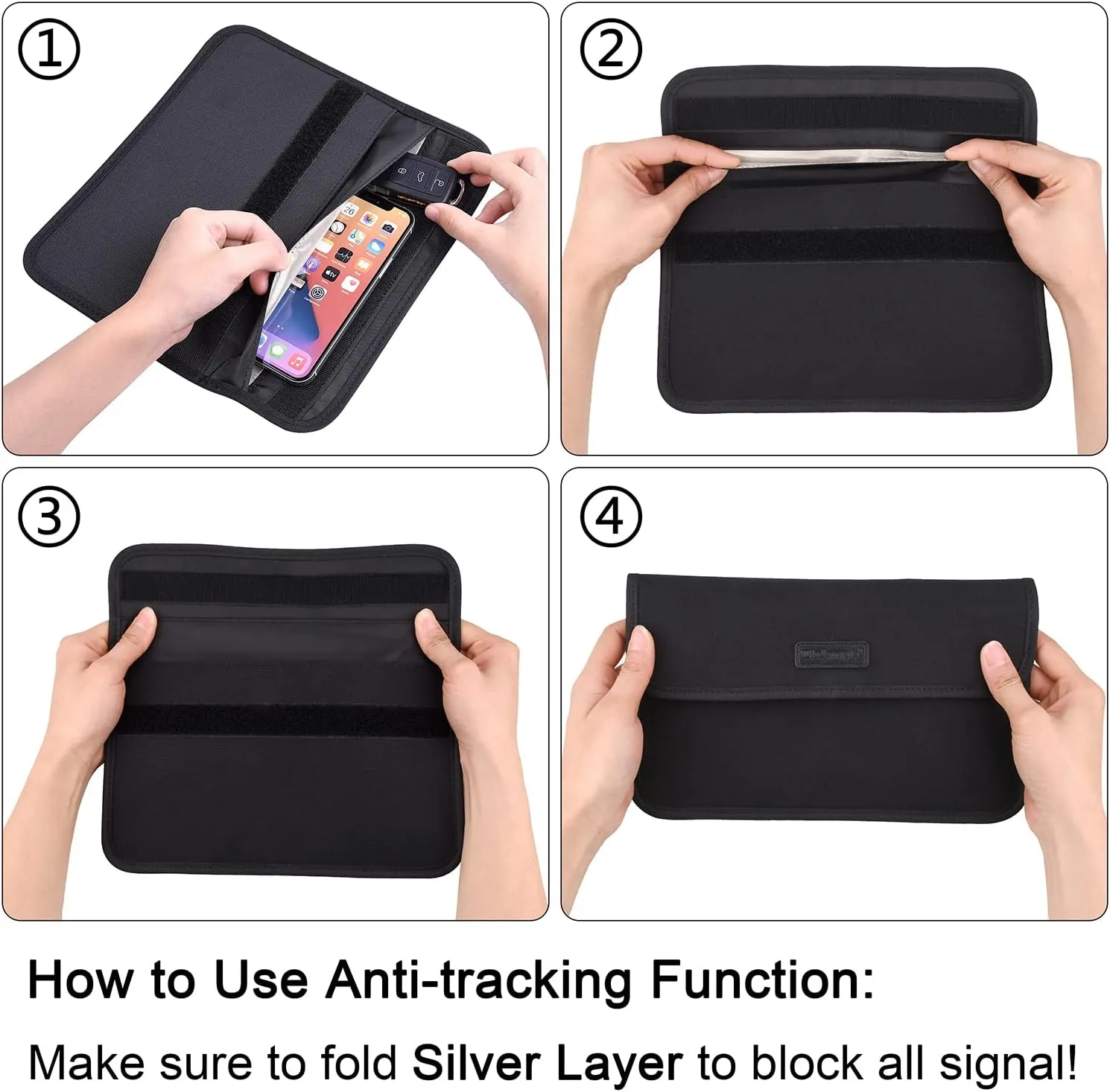 Wisdompro Faraday Bag, RFID Signal Blocking Bag Shielding Pouch Wallet Case for Cell Phone Privacy Protection and Car Key FOB