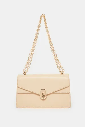 Women Beige Embellished Day Bag