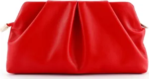 Women Clutch Bag Dressy Formal Handbag Pleated PU Clutch Purse Detachable Chain Crossbody Bag