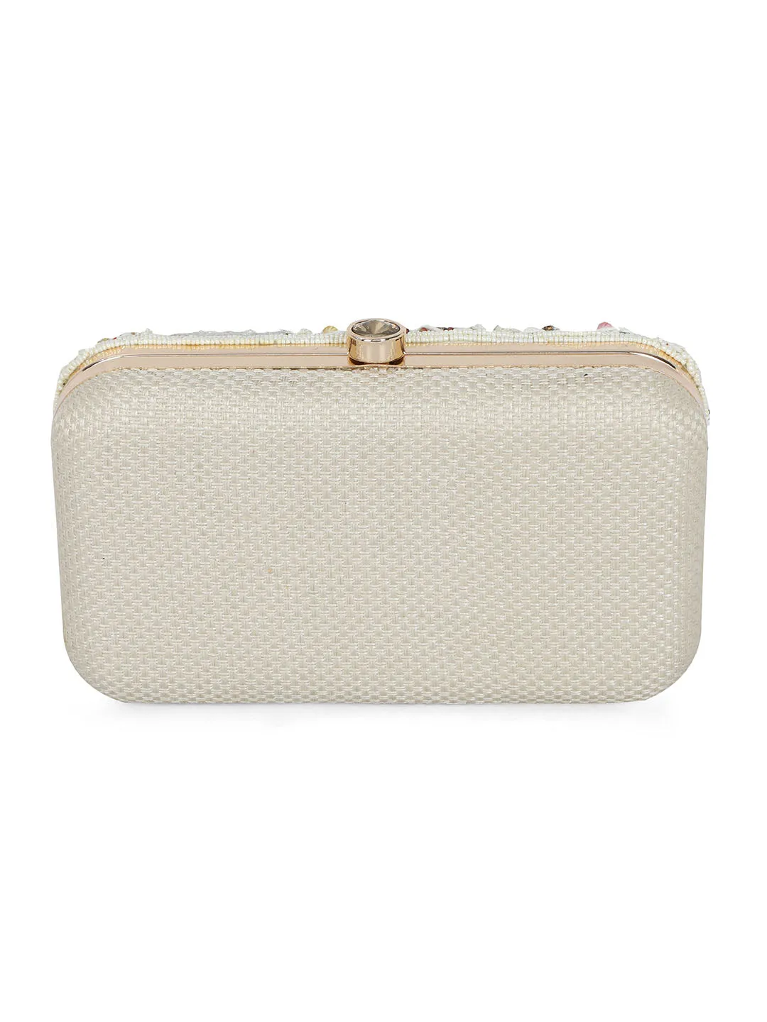 Women Embellished Fabric Box Clutch