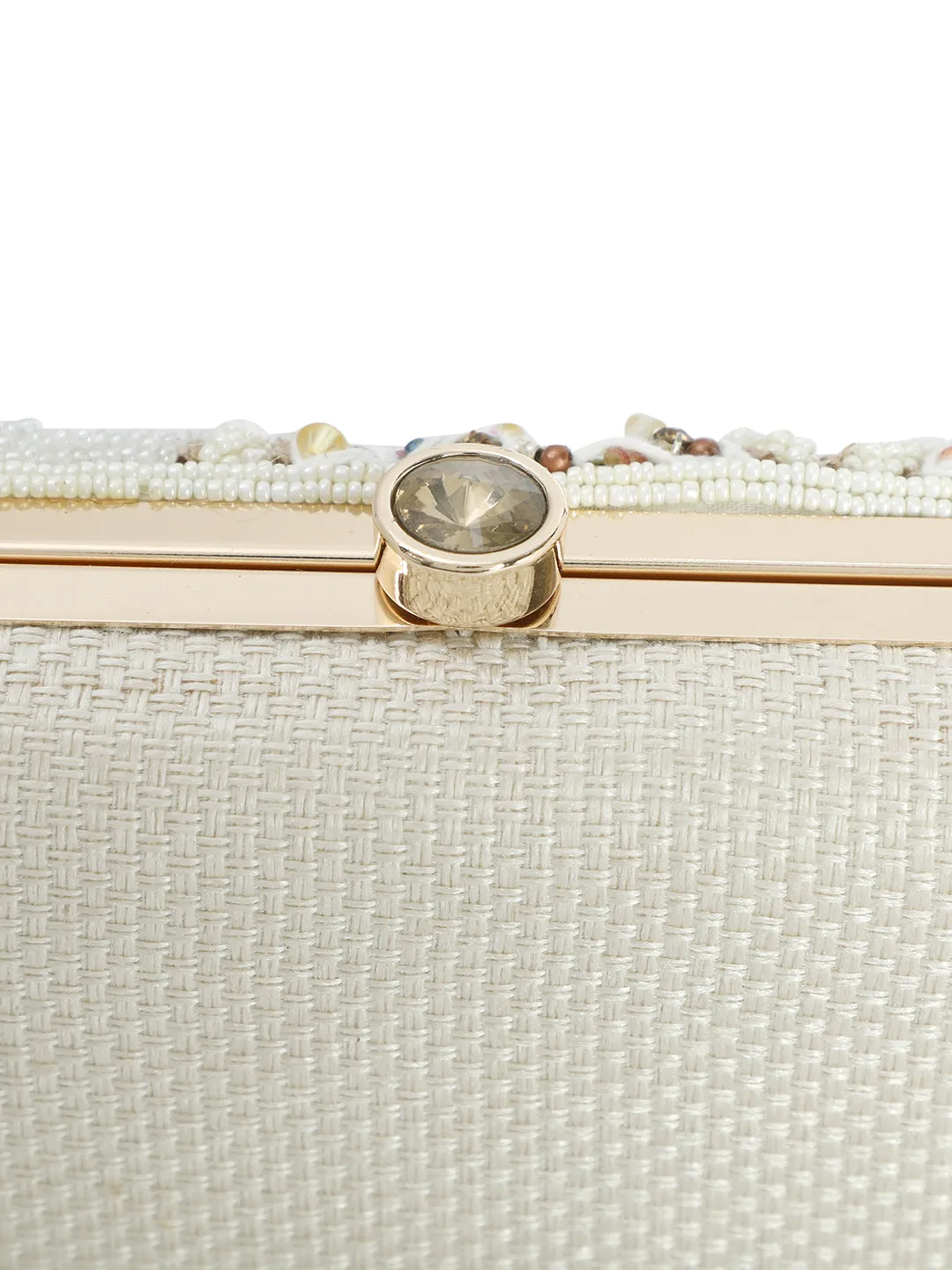 Women Embellished Fabric Box Clutch