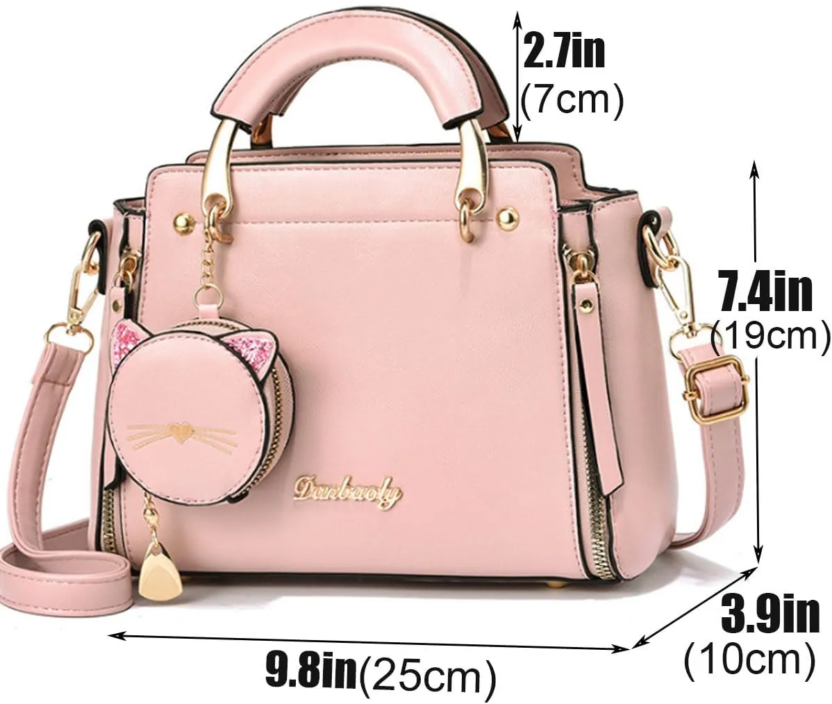 Women Fashion Handbag Luxury Designer Crossbody Purse Leather Satchel Shoulder Messenger Bag Tote with Cat Wallet