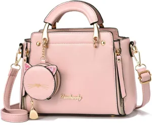 Women Fashion Handbag Luxury Designer Crossbody Purse Leather Satchel Shoulder Messenger Bag Tote with Cat Wallet