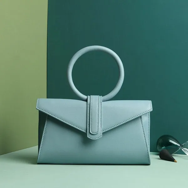 Women Genuine Leather Handbag Brand Luxury Ring Top Handle Small Cow Leather Crossbody Bag Candy Cowhide Waist Bag Summer 2019