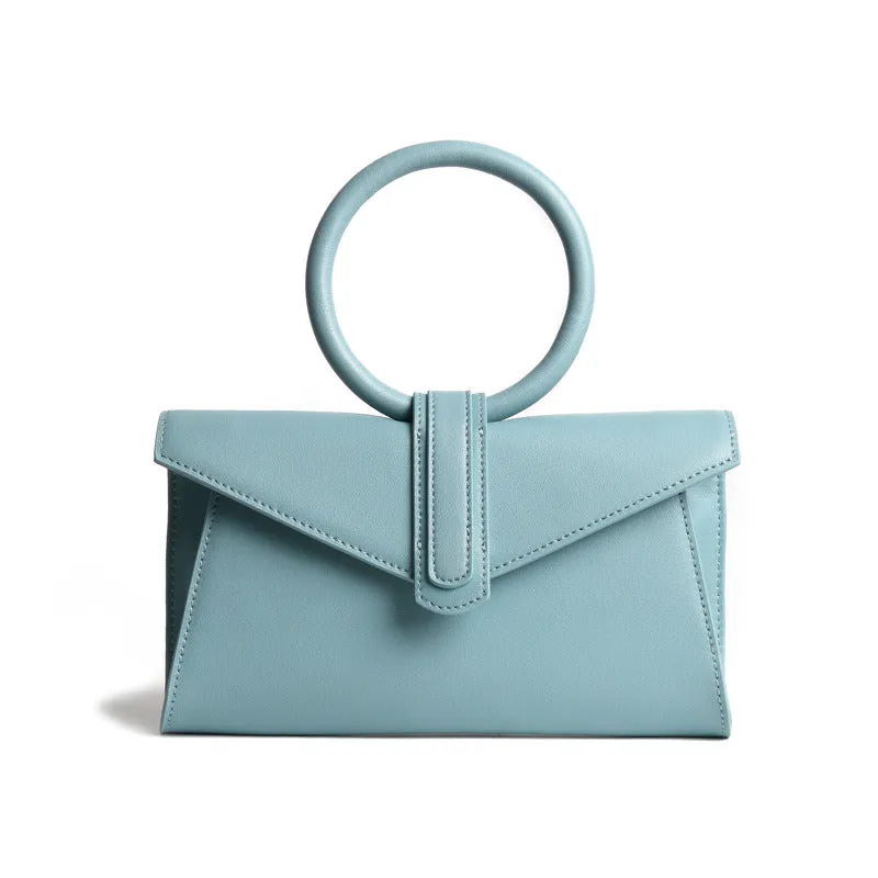 Women Genuine Leather Handbag Brand Luxury Ring Top Handle Small Cow Leather Crossbody Bag Candy Cowhide Waist Bag Summer 2019