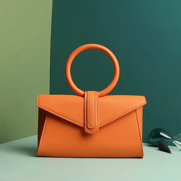 Women Genuine Leather Handbag Brand Luxury Ring Top Handle Small Cow Leather Crossbody Bag Candy Cowhide Waist Bag Summer 2019