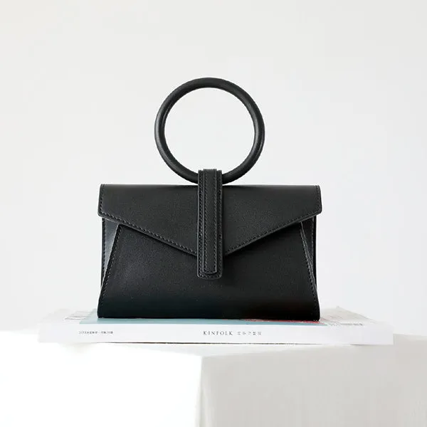 Women Genuine Leather Handbag Brand Luxury Ring Top Handle Small Cow Leather Crossbody Bag Candy Cowhide Waist Bag Summer 2019