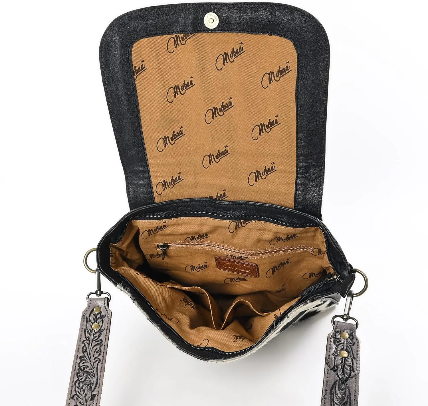 Women Natural Cowhide Leather Hand Bag With Adjustable Detachable Strap