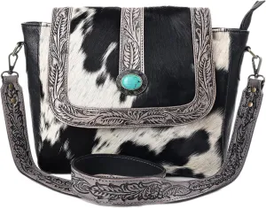 Women Natural Cowhide Leather Hand Bag With Adjustable Detachable Strap