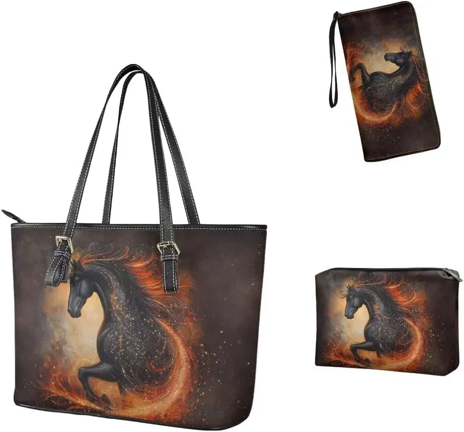 Women Purse Handbags Wallet Sets Leather Shoulder Tote Bag for Women,Top Handle Purse with Wrist Wallet Bag