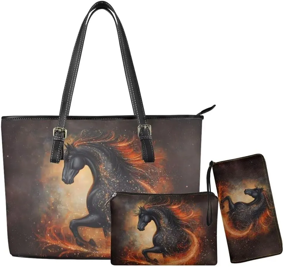 Women Purse Handbags Wallet Sets Leather Shoulder Tote Bag for Women,Top Handle Purse with Wrist Wallet Bag