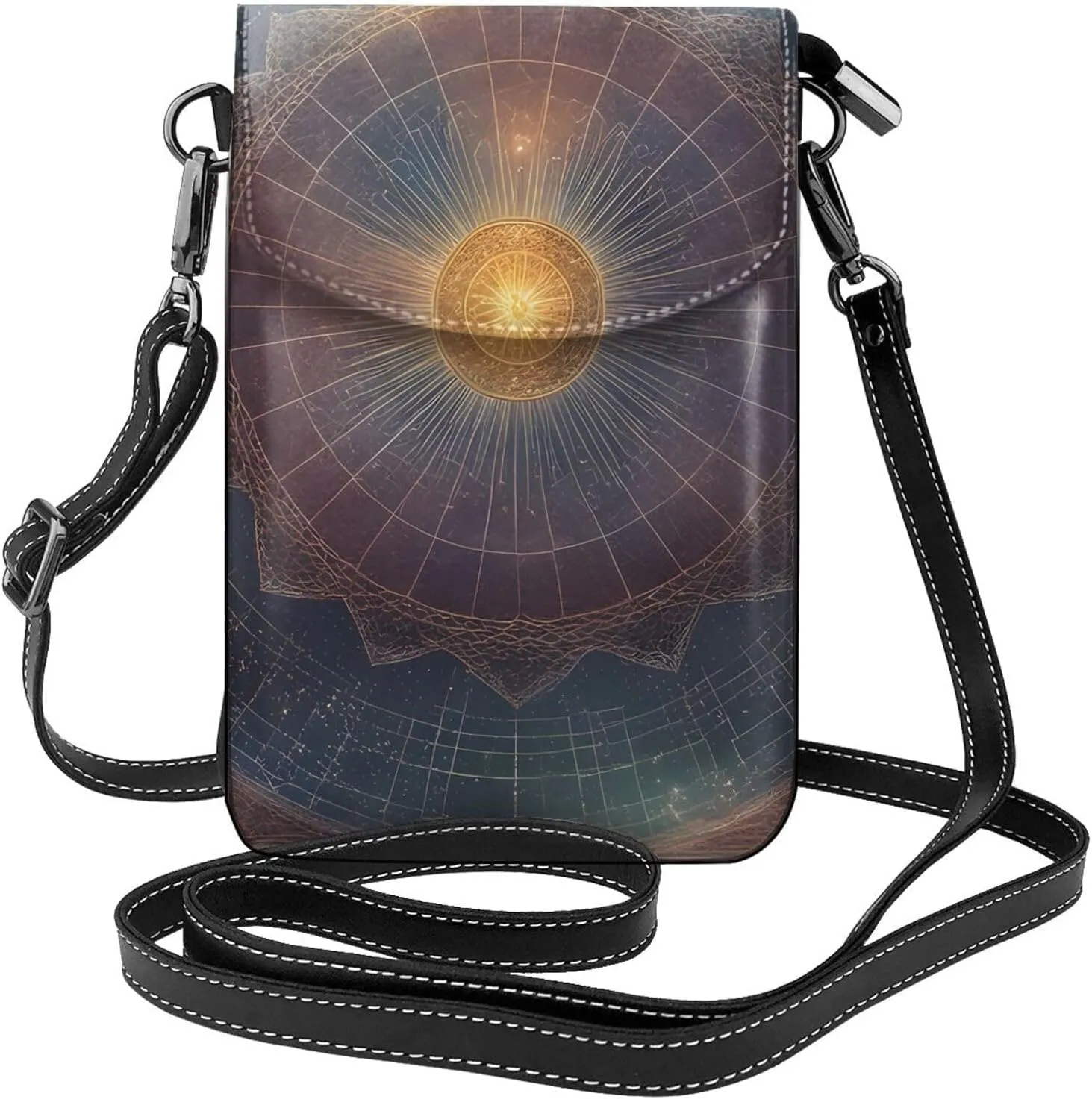 women Small Cell Phone Purse Cosmic Shining Planet picture : Multifunction,Soft, durable,Convenient for daily use and travel Black