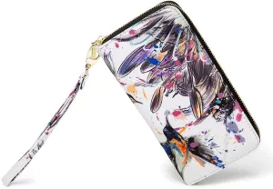 Women Wallet Card RFID For Womens Holder Blocking Credit Small Zipper Purse Pocket Bifold Slim Coin ID Ladies Wristlet Clutch Large Capacity Window Case Travel Zip Women's