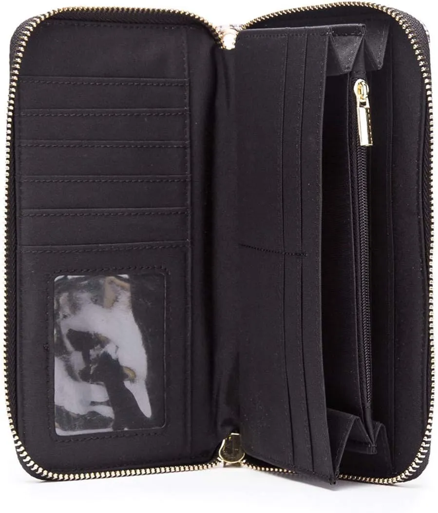 Women Wallet Card RFID For Womens Holder Blocking Credit Small Zipper Purse Pocket Bifold Slim Coin ID Ladies Wristlet Clutch Large Capacity Window Case Travel Zip Women's