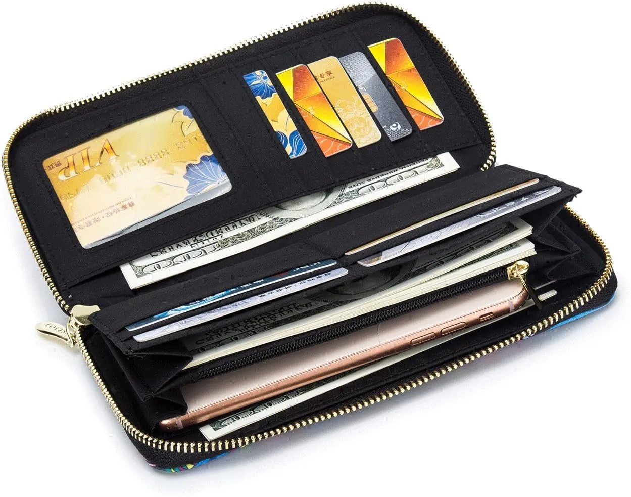 Women Wallet Card RFID For Womens Holder Blocking Credit Small Zipper Purse Pocket Bifold Slim Coin ID Ladies Wristlet Clutch Large Capacity Window Case Travel Zip Women's