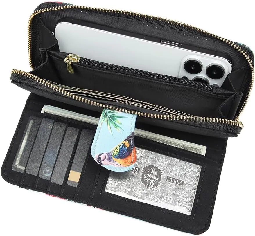 Women Wallet Card RFID For Womens Holder Blocking Credit Small Zipper Purse Pocket Bifold Slim Coin ID Ladies Wristlet Clutch Large Capacity Window Case Travel Zip Women's