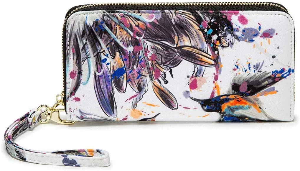 Women Wallet Card RFID For Womens Holder Blocking Credit Small Zipper Purse Pocket Bifold Slim Coin ID Ladies Wristlet Clutch Large Capacity Window Case Travel Zip Women's