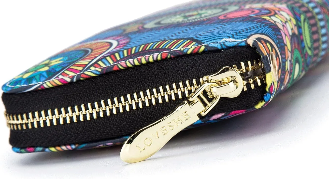 Women Wallet Card RFID For Womens Holder Blocking Credit Small Zipper Purse Pocket Bifold Slim Coin ID Ladies Wristlet Clutch Large Capacity Window Case Travel Zip Women's