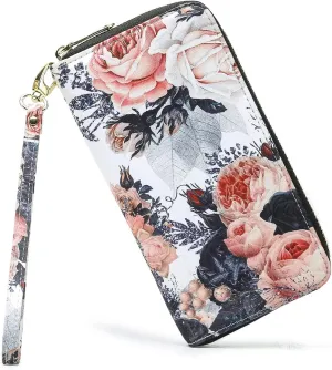 Women Wallet Card RFID For Womens Holder Blocking Credit Small Zipper Purse Pocket Bifold Slim Coin ID Ladies Wristlet Clutch Large Capacity Window Case Travel Zip Women's