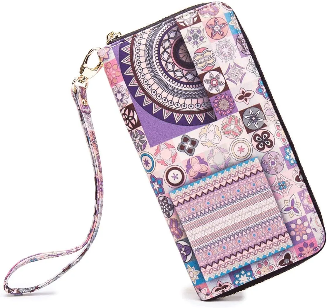 Women Wallet Card RFID For Womens Holder Blocking Credit Small Zipper Purse Pocket Bifold Slim Coin ID Ladies Wristlet Clutch Large Capacity Window Case Travel Zip Women's
