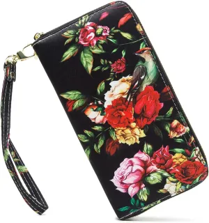 Women Wallet Card RFID For Womens Holder Blocking Credit Small Zipper Purse Pocket Bifold Slim Coin ID Ladies Wristlet Clutch Large Capacity Window Case Travel Zip Women's
