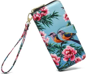 Women Wallet Card RFID For Womens Holder Blocking Credit Small Zipper Purse Pocket Bifold Slim Coin ID Ladies Wristlet Clutch Large Capacity Window Case Travel Zip Women's