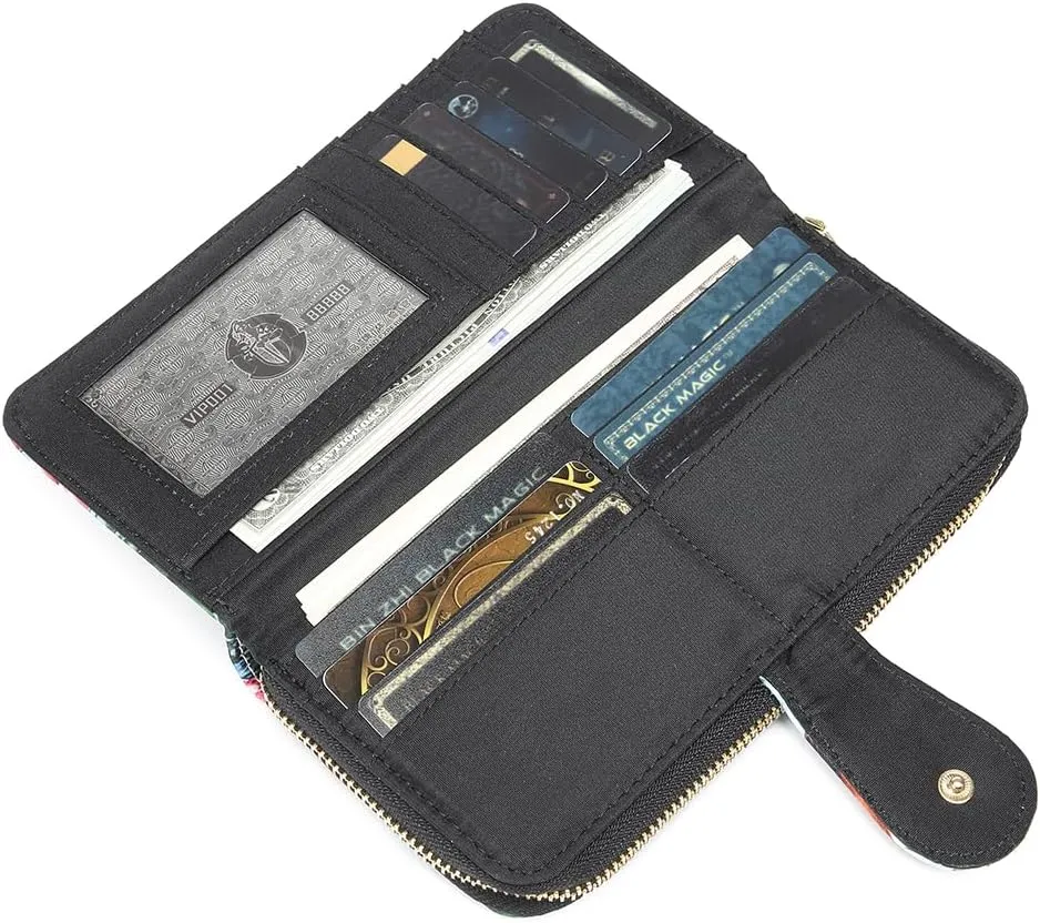 Women Wallet Card RFID For Womens Holder Blocking Credit Small Zipper Purse Pocket Bifold Slim Coin ID Ladies Wristlet Clutch Large Capacity Window Case Travel Zip Women's