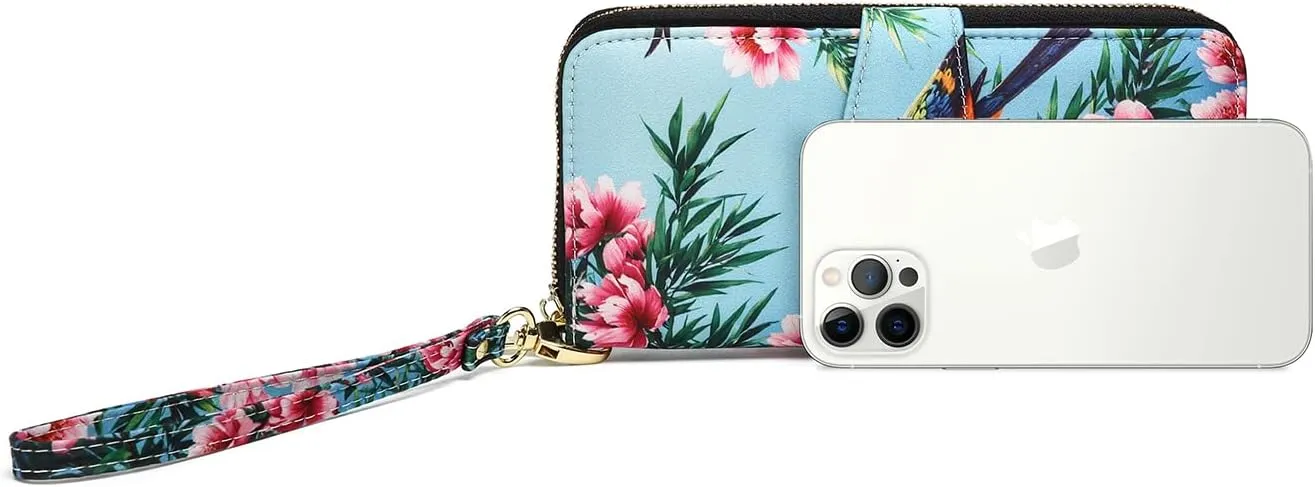 Women Wallet Card RFID For Womens Holder Blocking Credit Small Zipper Purse Pocket Bifold Slim Coin ID Ladies Wristlet Clutch Large Capacity Window Case Travel Zip Women's