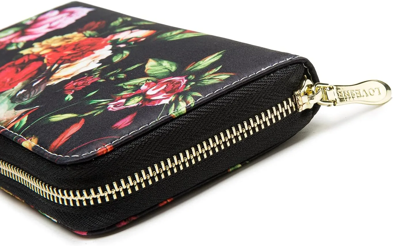 Women Wallet Card RFID For Womens Holder Blocking Credit Small Zipper Purse Pocket Bifold Slim Coin ID Ladies Wristlet Clutch Large Capacity Window Case Travel Zip Women's