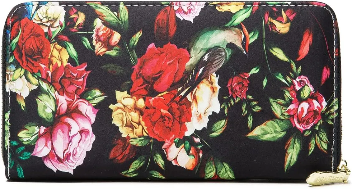 Women Wallet Card RFID For Womens Holder Blocking Credit Small Zipper Purse Pocket Bifold Slim Coin ID Ladies Wristlet Clutch Large Capacity Window Case Travel Zip Women's