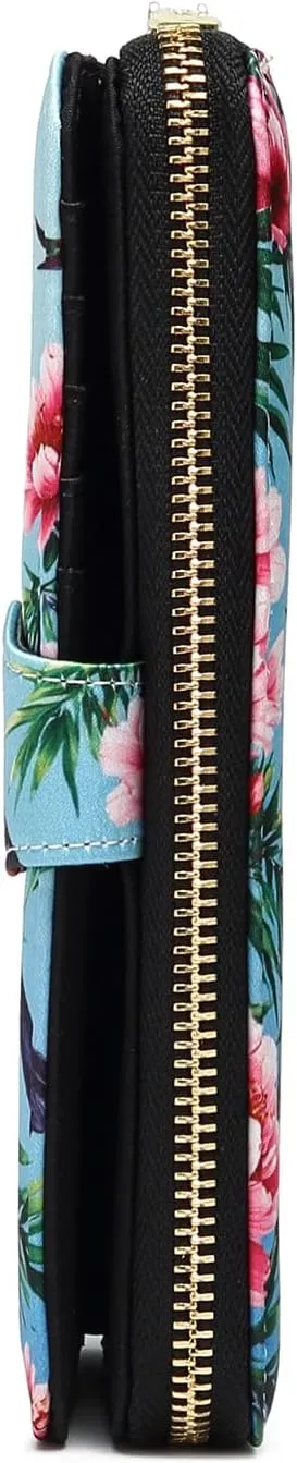 Women Wallet Card RFID For Womens Holder Blocking Credit Small Zipper Purse Pocket Bifold Slim Coin ID Ladies Wristlet Clutch Large Capacity Window Case Travel Zip Women's