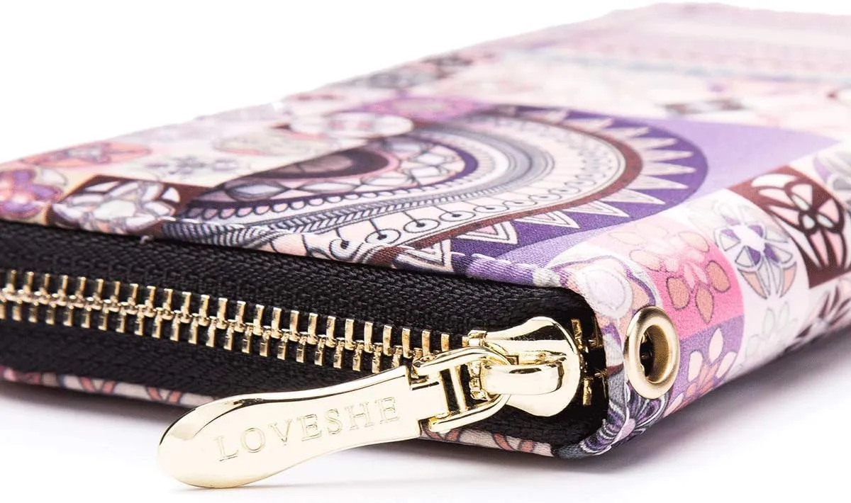 Women Wallet Card RFID For Womens Holder Blocking Credit Small Zipper Purse Pocket Bifold Slim Coin ID Ladies Wristlet Clutch Large Capacity Window Case Travel Zip Women's
