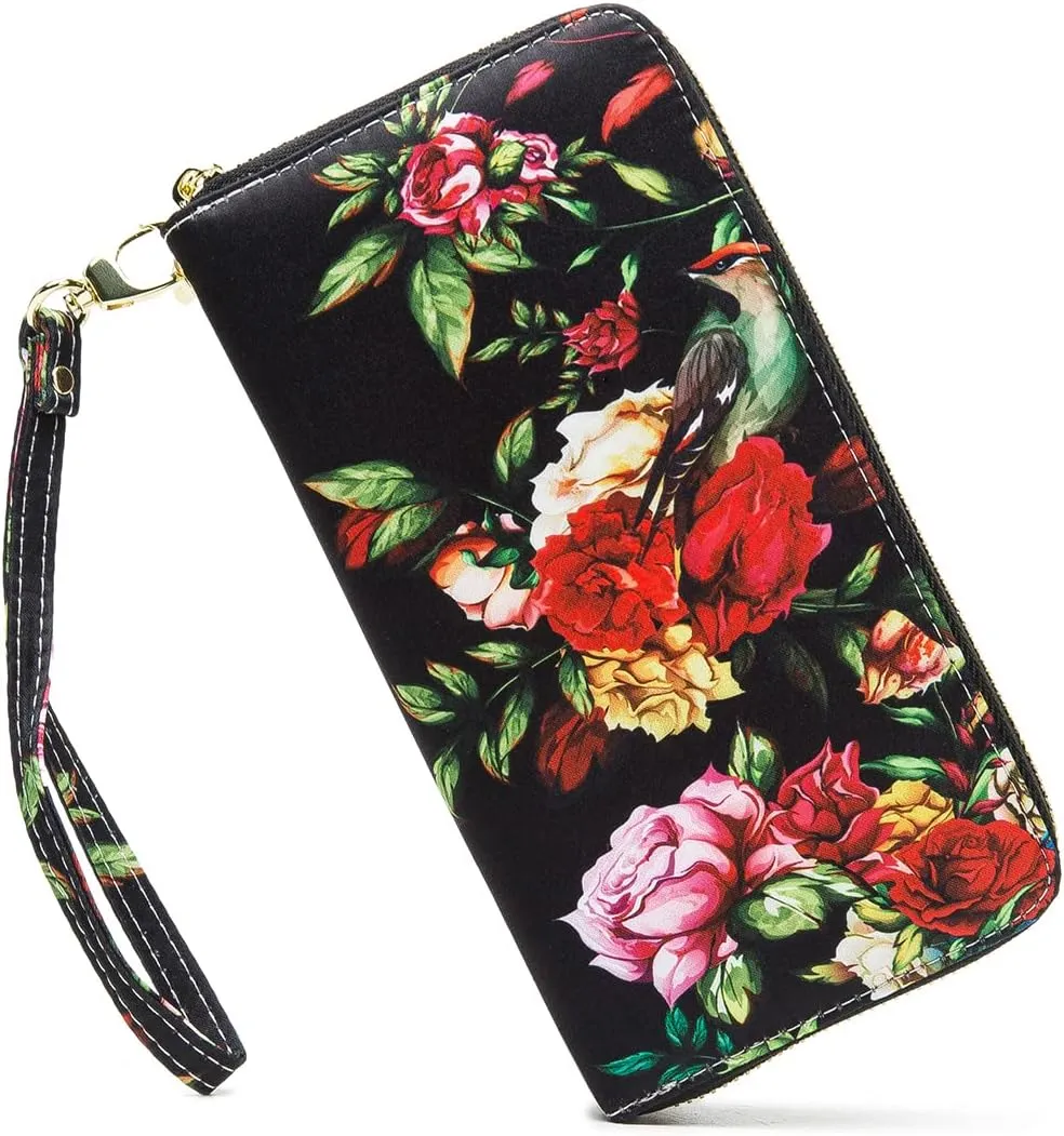 Women Wallet Card RFID For Womens Holder Blocking Credit Small Zipper Purse Pocket Bifold Slim Coin ID Ladies Wristlet Clutch Large Capacity Window Case Travel Zip Women's